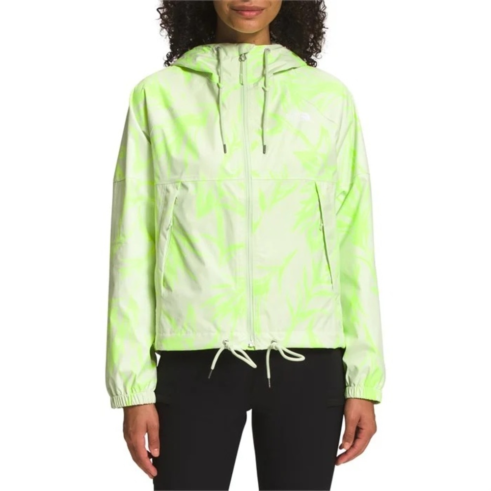 The North Fave Women’s Antora Jacket Lime Cream Tropical Paintbrush Print